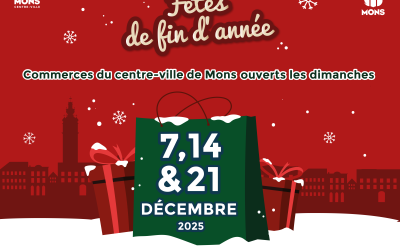 De nombreux commerces du centre-ville de Mons vous ouvrent leurs portes les dimanches 7, 14 et 21 décembre !